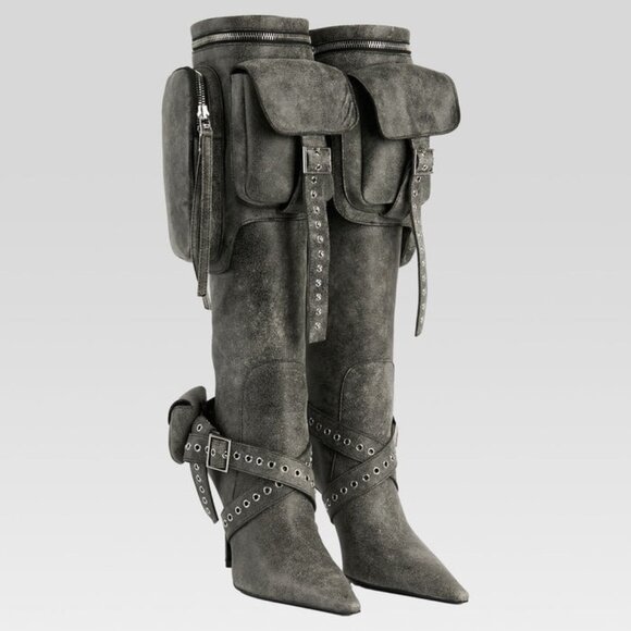 NEW retrofete Yasmine Boot in Vintage Black HEELS POCKET STORAGE LEATHER - Picture 3 of 10